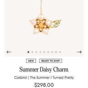 Catbird Summer Daisy Charm - Gold and White